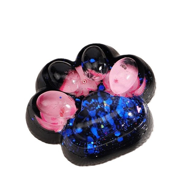 Jucarie Antistres Squishy, selexmo, cu Revenire Lenta, Squeeze Pinch Family, Model Cat Paw, 6.5 x 6 cm, din Tpr, 4-6 Ani, Model 5 Meduze, Negru cu Insertii
