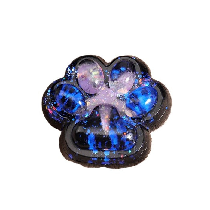 Jucarie Antistres Squishy, selexmo, cu Revenire Lenta, Squeeze Pinch Family, Model Cat Paw, 6.5 x 6 cm, din Tpr, 4-6 Ani, Model 6 Galaxie, Negru cu Insertii