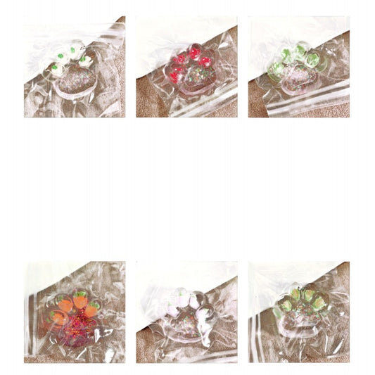 Jucarie Antistres Squishy, selexmo, cu Revenire Lenta, Model Cat Paw, Squeeze Pinch Family, 6.5 x 7 cm, din Tpr, 4-6 Ani, Model 3 Legume, Transparent