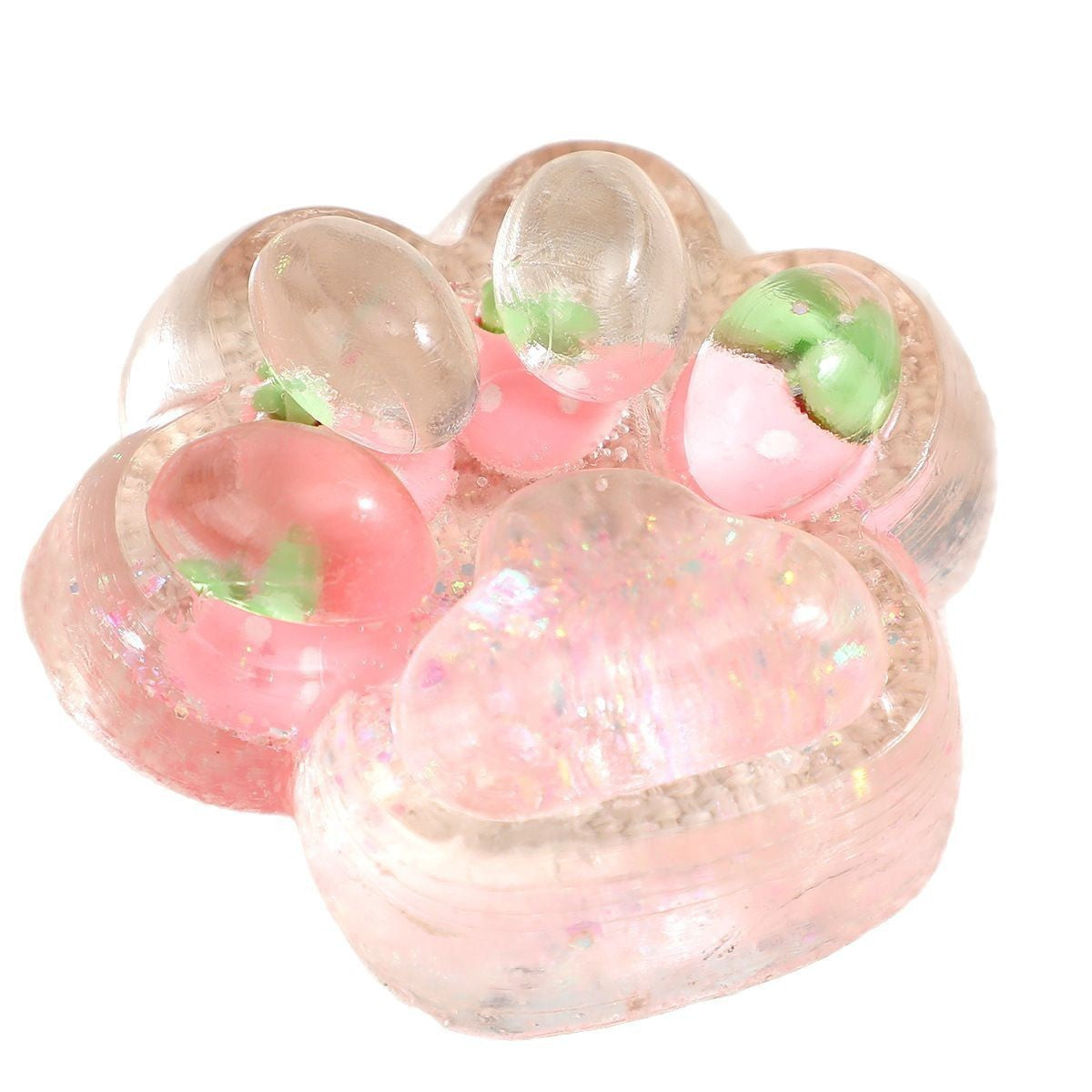Jucarie Antistres Squishy, selexmo, cu Revenire Lenta, Model Cat Paw, Squeeze Pinch Family, 6.5 x 7 cm, din Tpr, 4-6 Ani, Model 3 Legume, Transparent