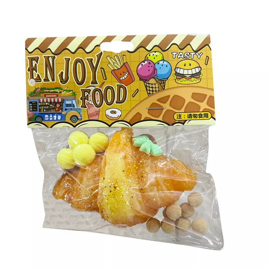 Jucarie Antistres Squishy, selexmo, cu Revenire Lenta, Squeeze Pinch Family, Model Croissant, 10x8 cm, 90g, Ambalaj Transparent, Maro
