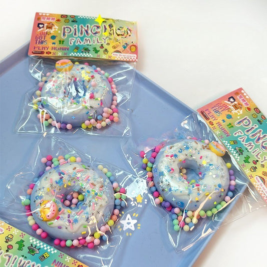 Jucarie Antistres Squishy, selexmo, cu Revenire Lenta, Squeeze Pinch Family, Model Gogoasa, 6x6 cm, 99g, Ambalaj Transparent, Albastru