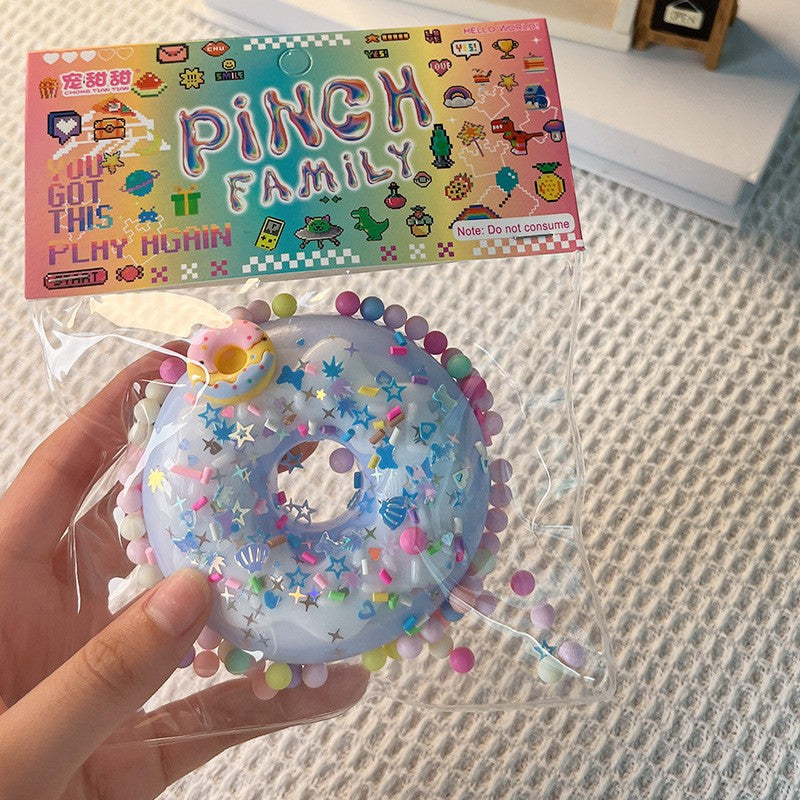 Jucarie Antistres Squishy, selexmo, cu Revenire Lenta, Squeeze Pinch Family, Model Gogoasa, 6x6 cm, 99g, Ambalaj Transparent, Albastru