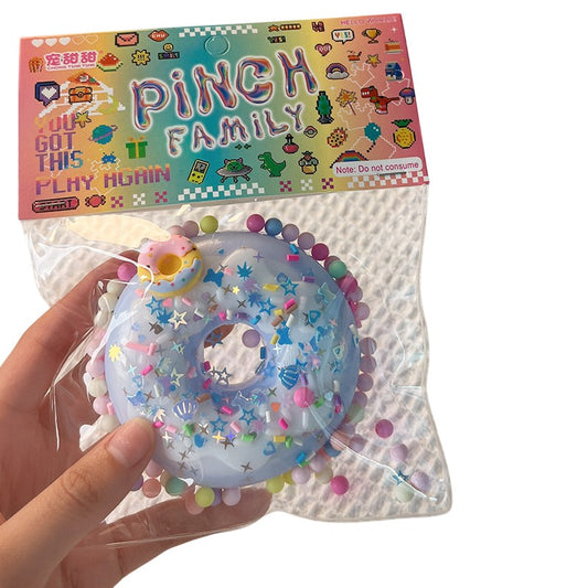 Jucarie Antistres Squishy, selexmo, cu Revenire Lenta, Squeeze Pinch Family, Model Gogoasa, 6x6 cm, 99g, Ambalaj Transparent, Albastru