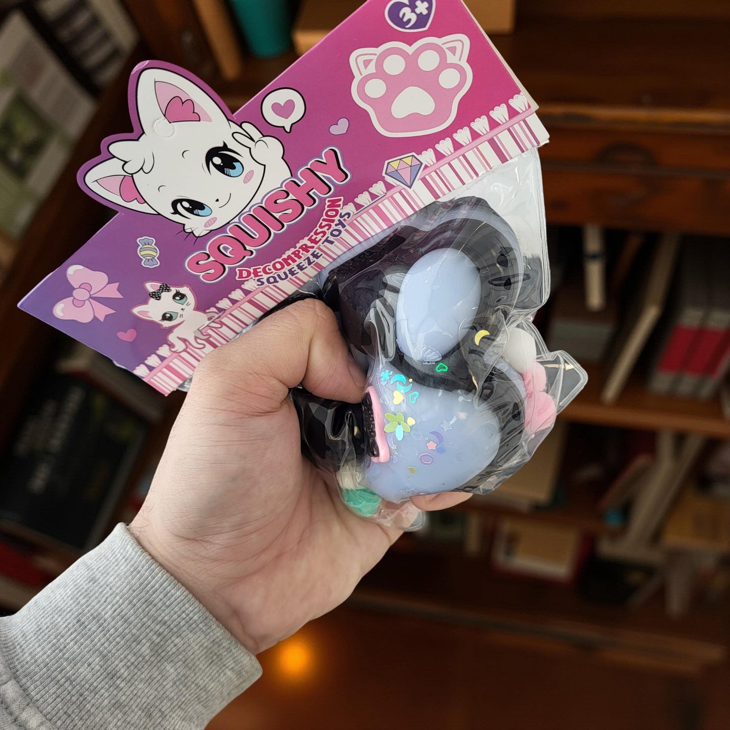 Jucarie Antistres Squishy, selexmo, cu Revenire Lenta, Model Labuta de Pisica, 200g, 12.5 x 10.5 cm Squeeze Pinch Family, Ambalaj Transparent, Model 12