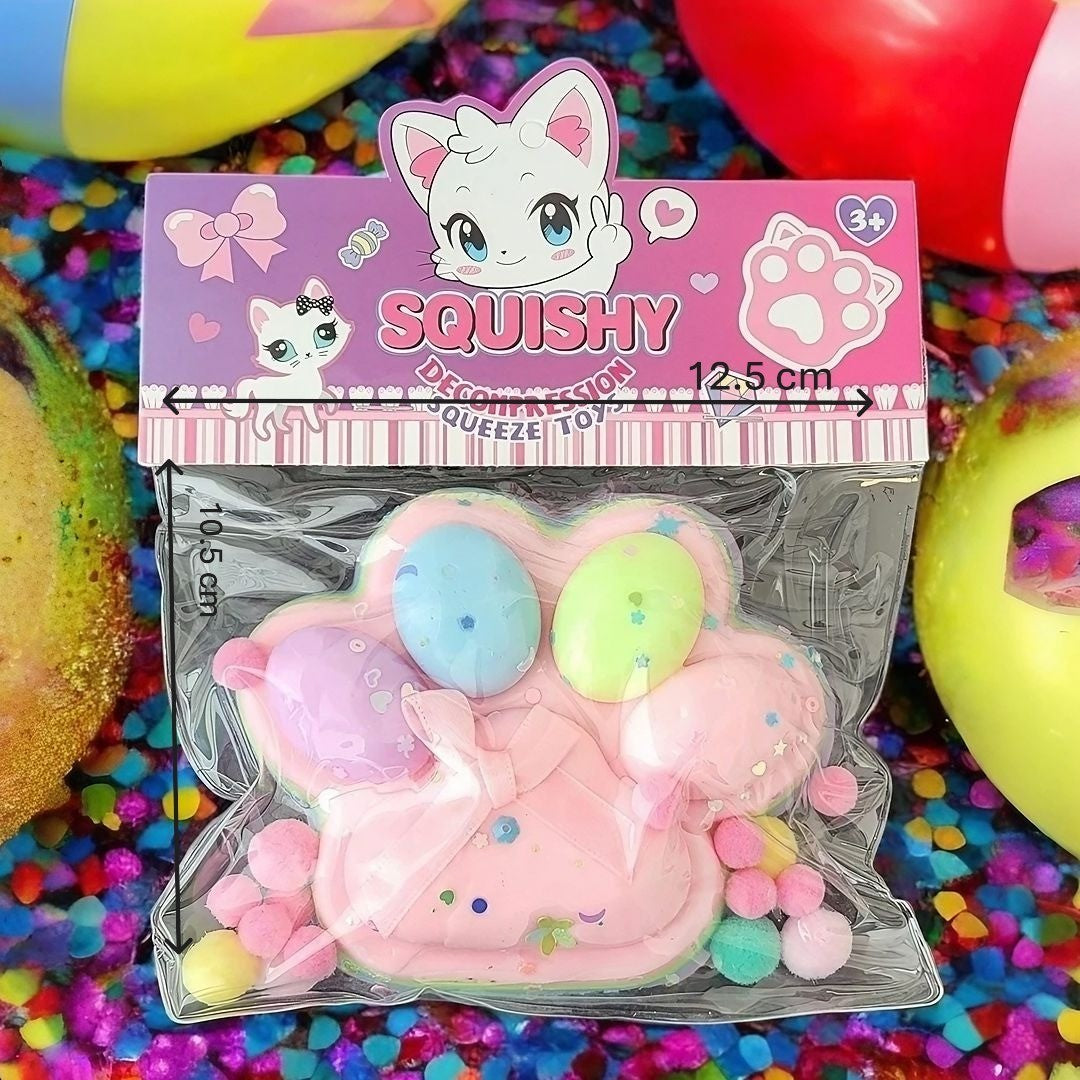 Jucarie Antistres Squishy, selexmo, cu Revenire Lenta, Model Labuta de Pisica, 200g, 12.5 x 10.5 cm Squeeze Pinch Family, Ambalaj Transparent, Model 11