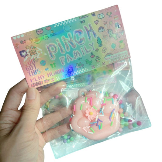Jucarie Antistres Squishy, selexmo, cu Revenire Lenta, Squeeze Pinch Family Model Labuta de Pisica, 6x6 cm, 45g, Ambalaj Transparent, Roz