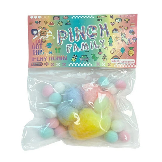 Jucarie Antistres Squishy, selexmo, cu Revenire Lenta, Squeeze Pinch Family, Model Labuta de Pisica Pufoasa, 6x6 cm, 70g, Ambalaj Transparent, Multicolor