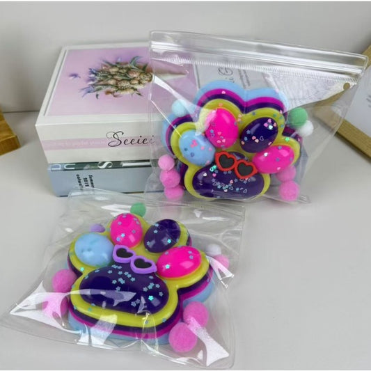 Jucarie Antistres Squishy, selexmo, cu Revenire Lenta, Model Labuta de Pisica, cu Pestisor, 220g, 12.5 x 10.5 cm Squeeze Pinch Family, Ambalaj Transparent, Roz-Multicolor