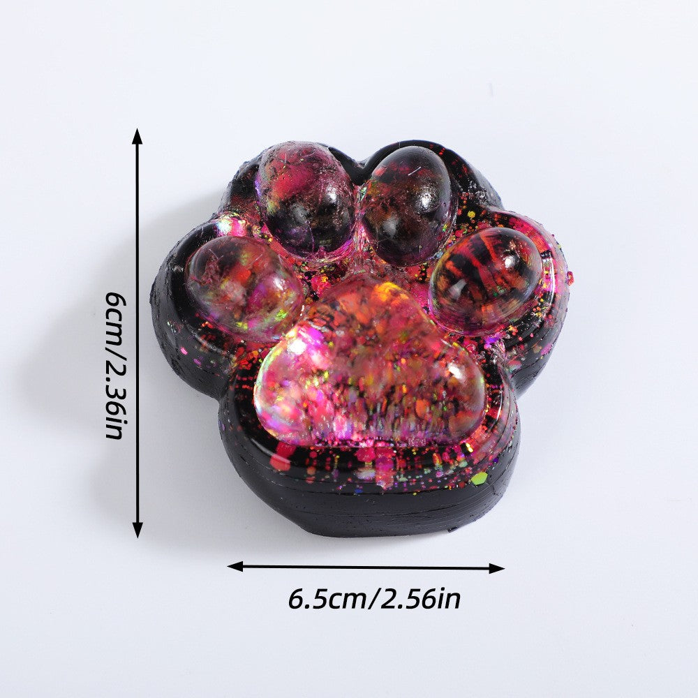 Jucarie Antistres Squishy, selexmo, cu Revenire Lenta, Squeeze Pinch Family, Model Labuta de Pisica cu Sclipici, 6.5x6 cm, 60g, Ambalaj Transparent, Roz-Negru