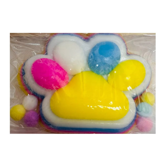 Jucarie Antistres Squishy, selexmo, cu Revenire Lenta, Model Labuta de Pisica Pufoasa, 220g, 12.5 x 10.5 cm Squeeze Pinch Family, Ambalaj Transparent, Galben-Multicolor