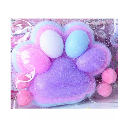 Jucarie Antistres Squishy, selexmo, cu Revenire Lenta, Model Labuta de Pisica Pufoasa, 220g, 12.5 x 10.5 cm Squeeze Pinch Family, Ambalaj Transparent, Mov