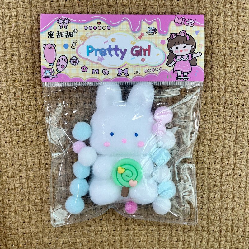 Jucarie Antistres Squishy, selexmo, cu Revenire Lenta, Squeeze Pretty Girl, Model Animalut, Ambalaj Transparent, Alb