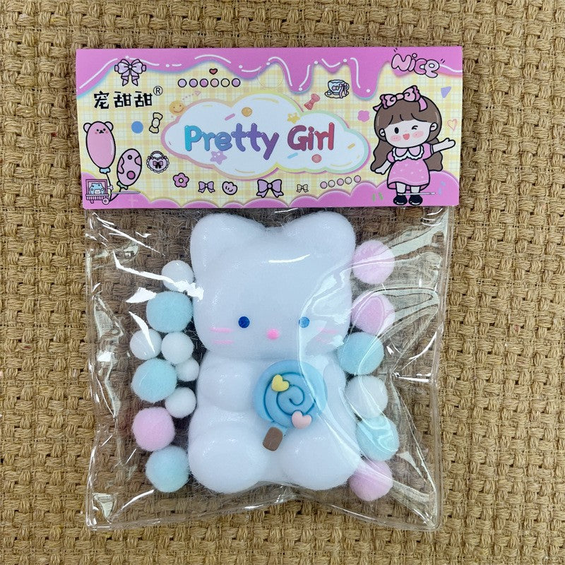 Jucarie Antistres Squishy, selexmo, cu Revenire Lenta, Squeeze Pretty Girl, Model Animalut, Ambalaj Transparent, Alb