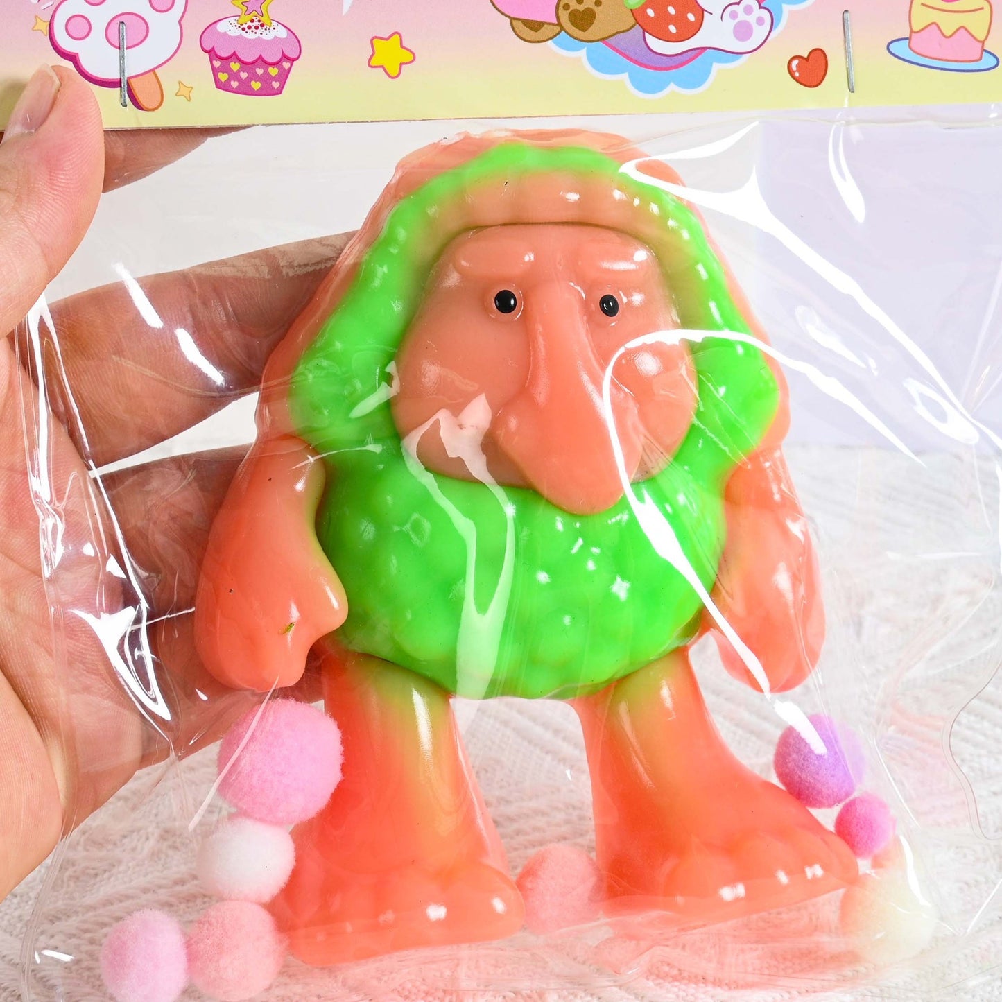 Jucarie Antistres Squishy, selexmo, Model Omul Pesterii, cu Revenire Lenta, din TPR, 12 x 11 x 3 cm, Multicolor