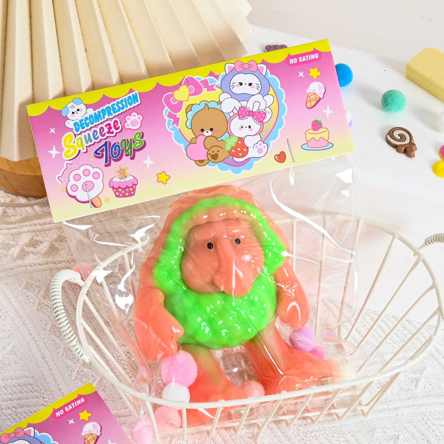 Jucarie Antistres Squishy, selexmo, Model Omul Pesterii, cu Revenire Lenta, din TPR, 12 x 11 x 3 cm, Multicolor