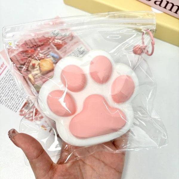 Jucarie Antistres Squishy, selexmo, Revenire Lenta, Model Labuta de Pisica, Squishy, BIG, 12.5 x 10.5 cm, 220 g, Model 10, Alb Roz