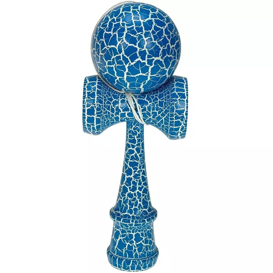 Kendama Crack, Selexmo, din Lemn, 18 cm, +14 Ani, Diametru Bila 6 cm, Model Crapat, Albastru Deschis