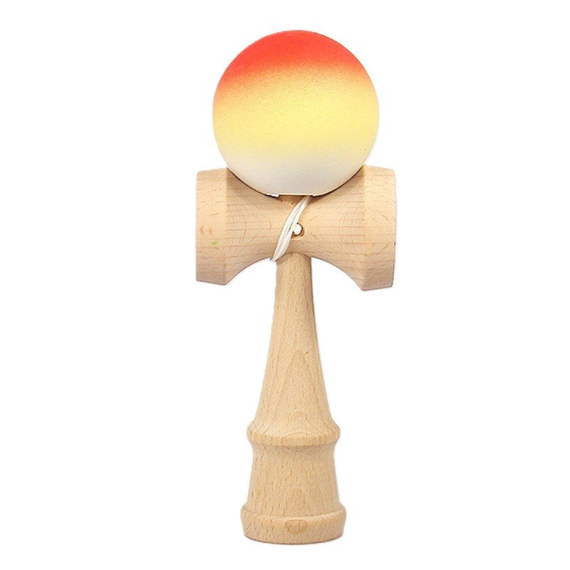 Jucarie Kendama X Originala, Profesionala, Selexmo, din Lemn, Rubber Grip, 18 cm, Portocaliu/Galben/Alb