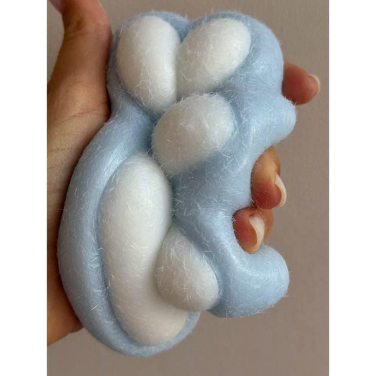 Jucarie Interactiva Squishy, selexmo, Model Cat Paw, Squeeze Pinch Family, Revenire Lenta, din TPR, +3 Ani, 7.5 cm, Textura Puf, Albastru