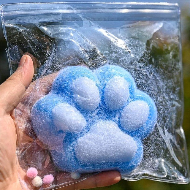 Jucarie Interactiva Squishy, selexmo, Model Cat Paw, Squeeze Pinch Family, Revenire Lenta, din TPR, +3 Ani, 7.5 cm, Textura Puf, Albastru