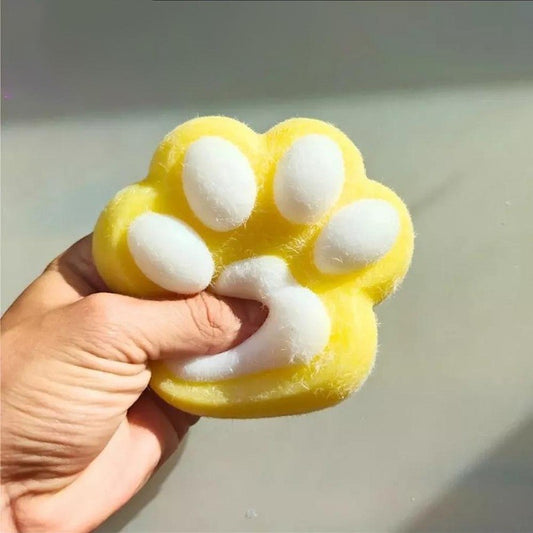 Jucarie Interactiva Squishy, selexmo, Model Cat Paw, Squeeze Pinch Family, Revenire Lenta, din TPR, +3 Ani, 7.5 cm, Textura Puf, Galben