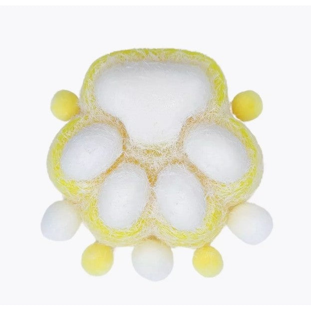 Jucarie Interactiva Squishy, selexmo, Model Cat Paw, Squeeze Pinch Family, Revenire Lenta, din TPR, +3 Ani, 7.5 cm, Textura Puf, Galben