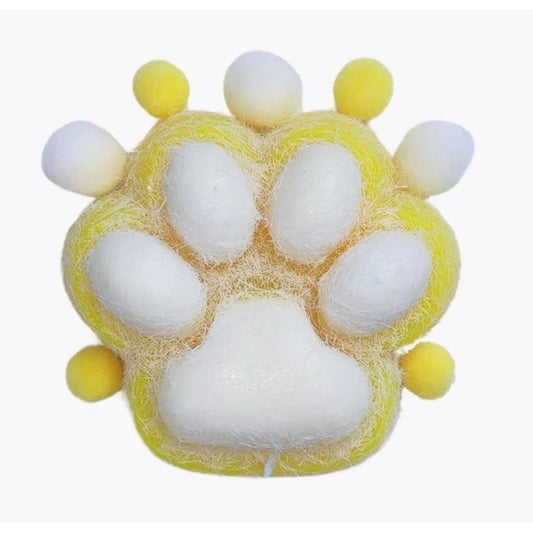 Jucarie Interactiva Squishy, selexmo, Model Cat Paw, Squeeze Pinch Family, Revenire Lenta, din TPR, +3 Ani, 7.5 cm, Textura Puf, Galben