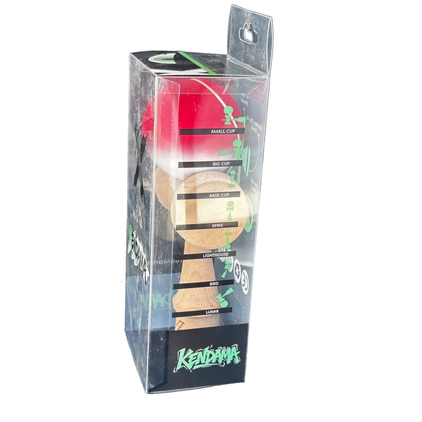 Jucarie Kendama X Originala, Profesionala, Selexmo, din Lemn, Rubber Grip, 18 cm, Rosu/Alb