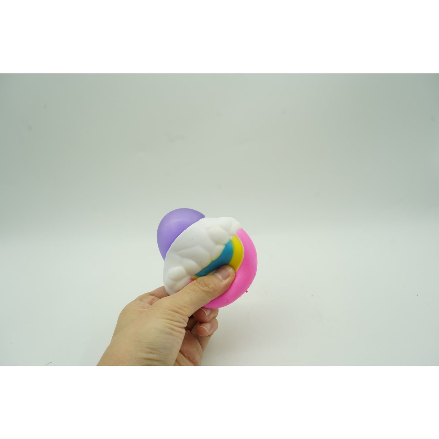 Jucarie Squishy selexmo, Norisor curcubeu, Squeeze Pinch Family, Fidget Toy, Roz