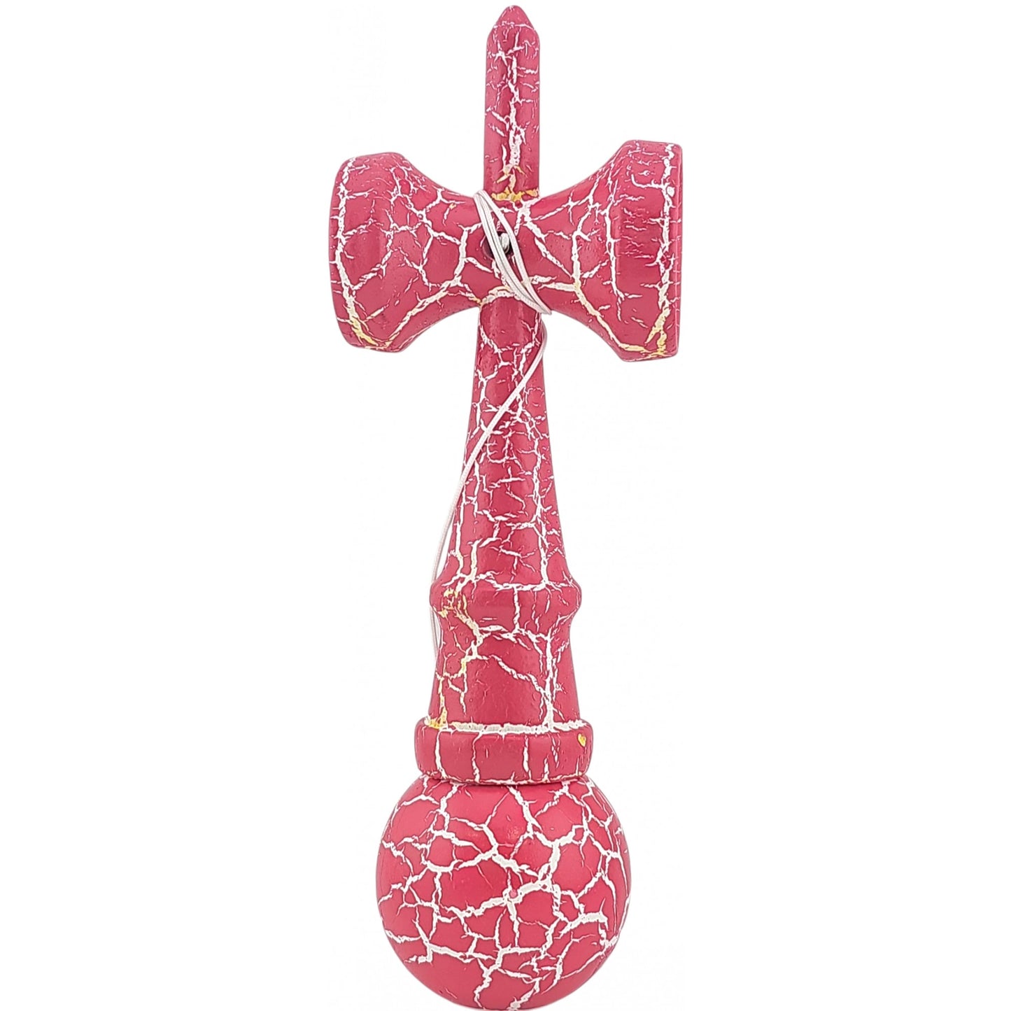 Kendama X Originala, Profesionala, Selexmo, Cracked, din Lemn, 18 cm, Roz Aprins/Alb