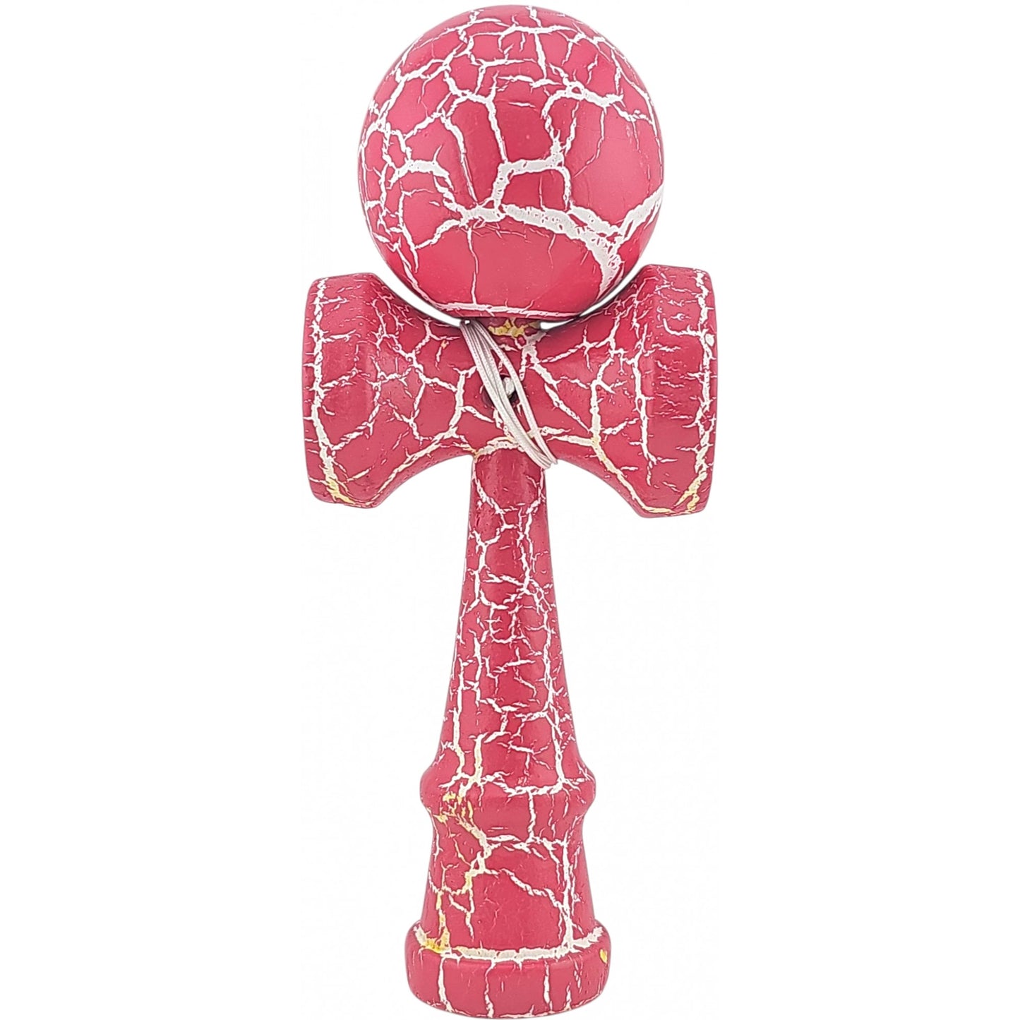 Kendama X Originala, Profesionala, Selexmo, Cracked, din Lemn, 18 cm, Roz Aprins/Alb