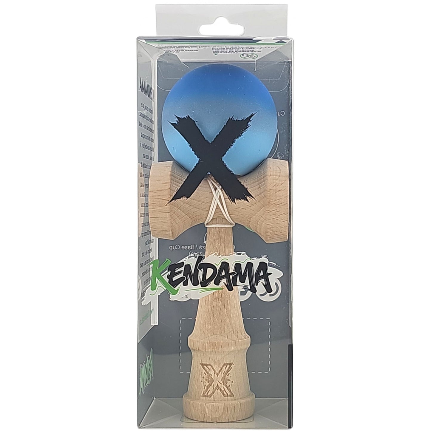 Kendama X Originala, Profesionala, Selexmo, din Lemn, Rubber Grip, 18 cm, Albastru/Alb
