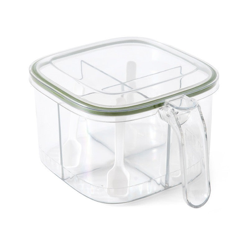 Cutie Depozitare Alimente, selexmo, din Plastic/Silicon, 20 x 10 x 10 cm, 5 Compartimente, Alb/Verde