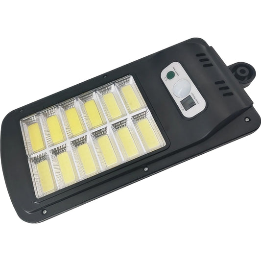Lampa Solara De Exterior LED Selexmo, 36 cm x 11.5 cm, kit montare inclus, 2880 Lumeni 120 COB LED 24 W - echivalent 192 W bec incadescent, IP65, Senzor de Miscare, 3 moduri de iluminare, Senzor de Lumina, 12 Grile, Alb Rece