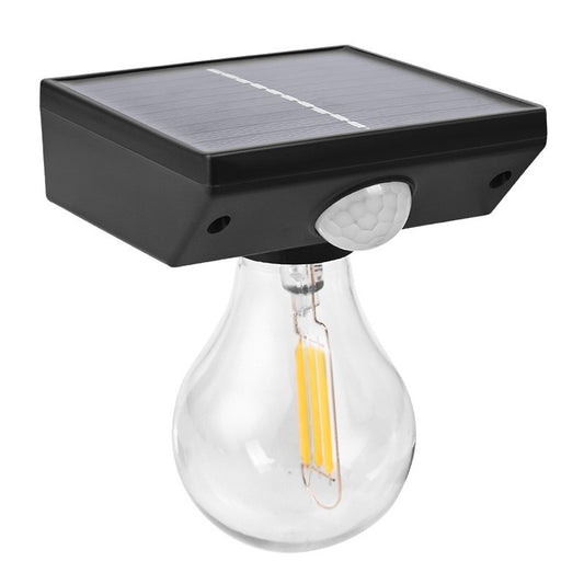 Lampa solara Selexmo, pentru exterior, tip bec, rezistenta la apa IP65, material ABS, baterie 3.7V, 1200 mah, 9.5 x 11 cm, autonomie 8 ore, senzor de miscare, alb cald