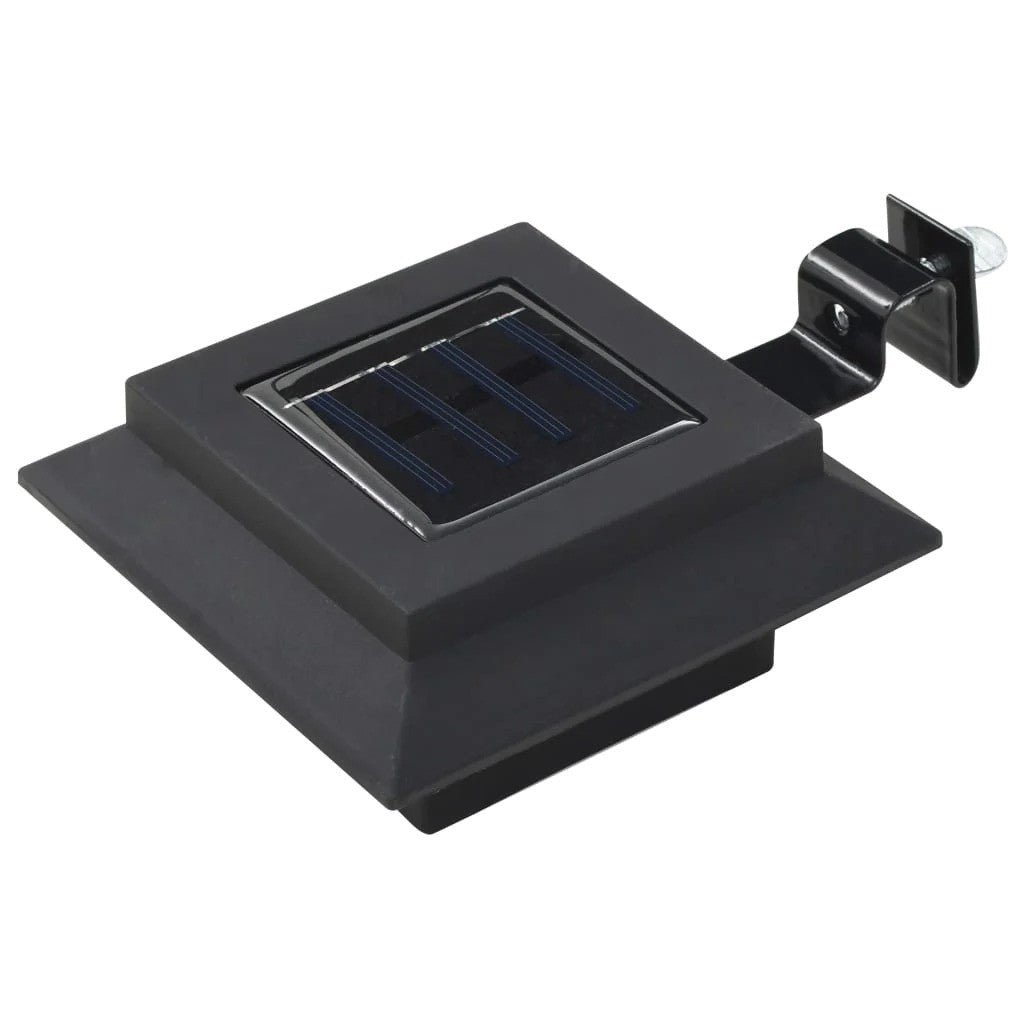 Lampa solara LED pentru gradina/scari/balustrade Selexmo, 3.7V, ABS, 1200mAh, 12 x 6 cm, 12 LED-uri SMD, lumina alb cald, carcasa neagra