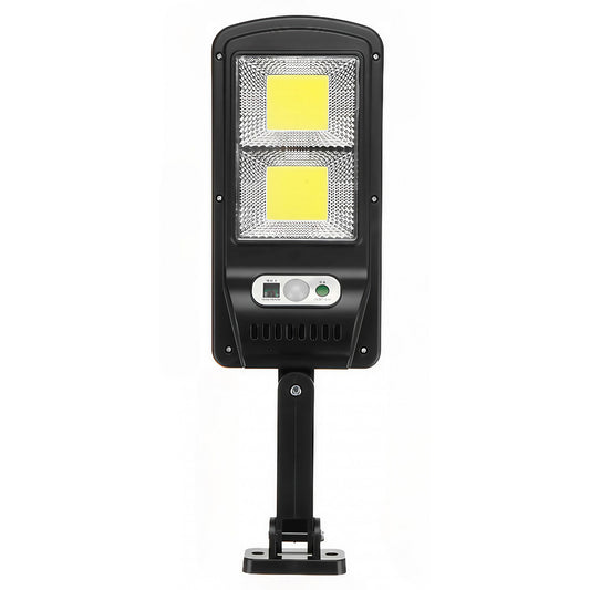 Lampă stradală solară Selexmo, cu telecomandă, 36 cm x 11.5 cm, 108 COB LED, 2592 Lumeni, 21.6 W - echivalent 172 W bec incadescent, IP65, Senzor de Miscare, Senzor de Lumina, 2 Grile, Alb Rece