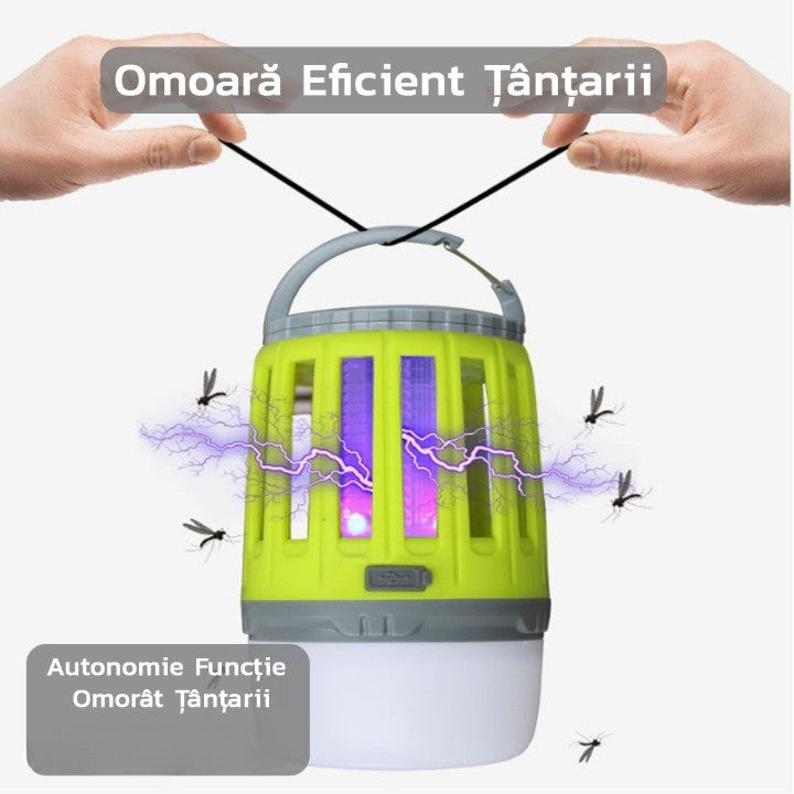 Lampă UV antiinsecte Selexmo, anti muste, anti tantari, Conectare la priza prin USB, portabil, 3.7 V, 200 lumeni, 8.5 x 13.3 cm, Verde