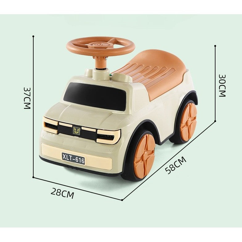 Masinuta Ride-On, cu Sistem Anti-Rasturnare, Sistem de Lumini si Muzica, Cutie de Depozitare, 1-6 Ani, 58 x 28 x 37 cm, Maro