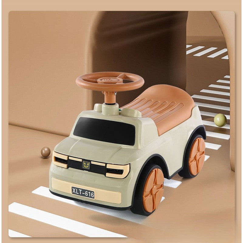 Masinuta Ride-On, cu Sistem Anti-Rasturnare, Sistem de Lumini si Muzica, Cutie de Depozitare, 1-6 Ani, 58 x 28 x 37 cm, Maro