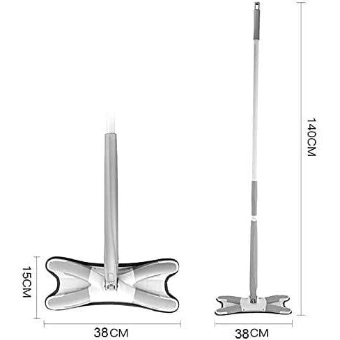 Mop Plat cu Laveta din Microfibra, selexmo, Pentru Uz Casnic, Sistem de Stoarcere X, Tija Telescopica 140 cm, Rotire 360°,38 x 140 cm, Verde