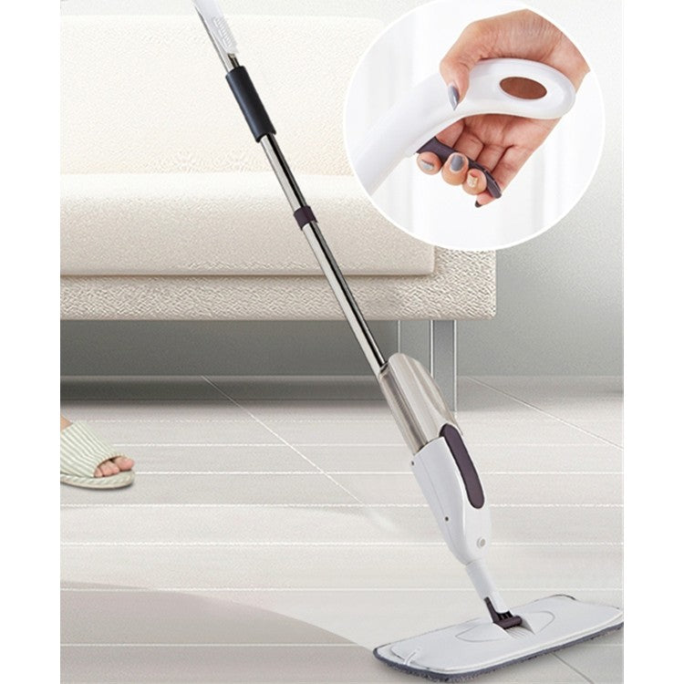 Mop plat, selexmo, cu pulverizator, pentru uz casnic, plastic, rezerva de mop din microfibra, 125x40 cm, Alb/Mov