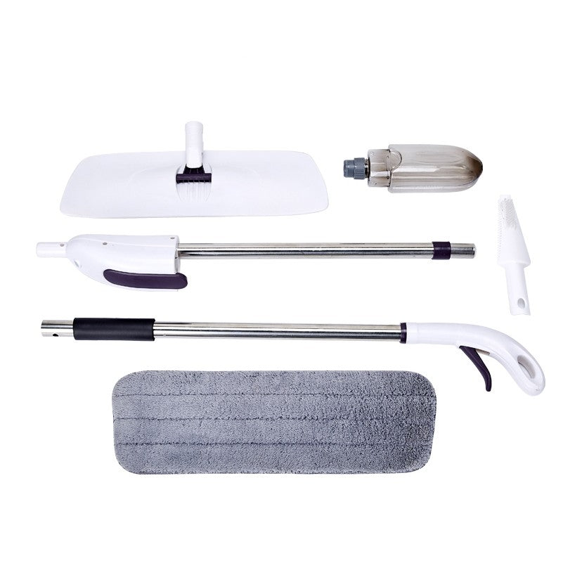Mop plat, selexmo, cu pulverizator, pentru uz casnic, plastic, rezerva de mop din microfibra, 125x40 cm, Alb/Mov