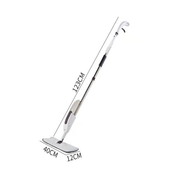 Mop plat, selexmo, cu pulverizator, pentru uz casnic, plastic, rezerva de mop din microfibra, 125x40 cm, Alb/Mov