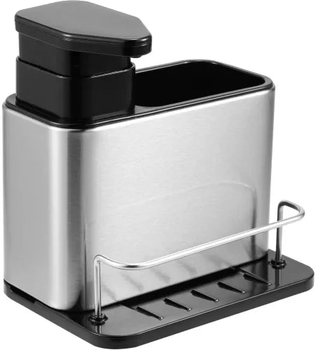 Organizator Chiuveta din Otel Inoxidabil, cu Dispenser de Sapun Lichid 300ml si Suport Burete – Practic, Elegant si Durabil