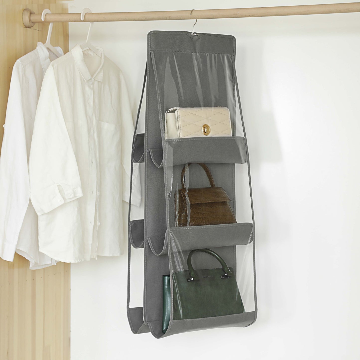 Organizator Genti 6 Compartimente selexmo, Suspendabil, 85 x 36 cm, gri