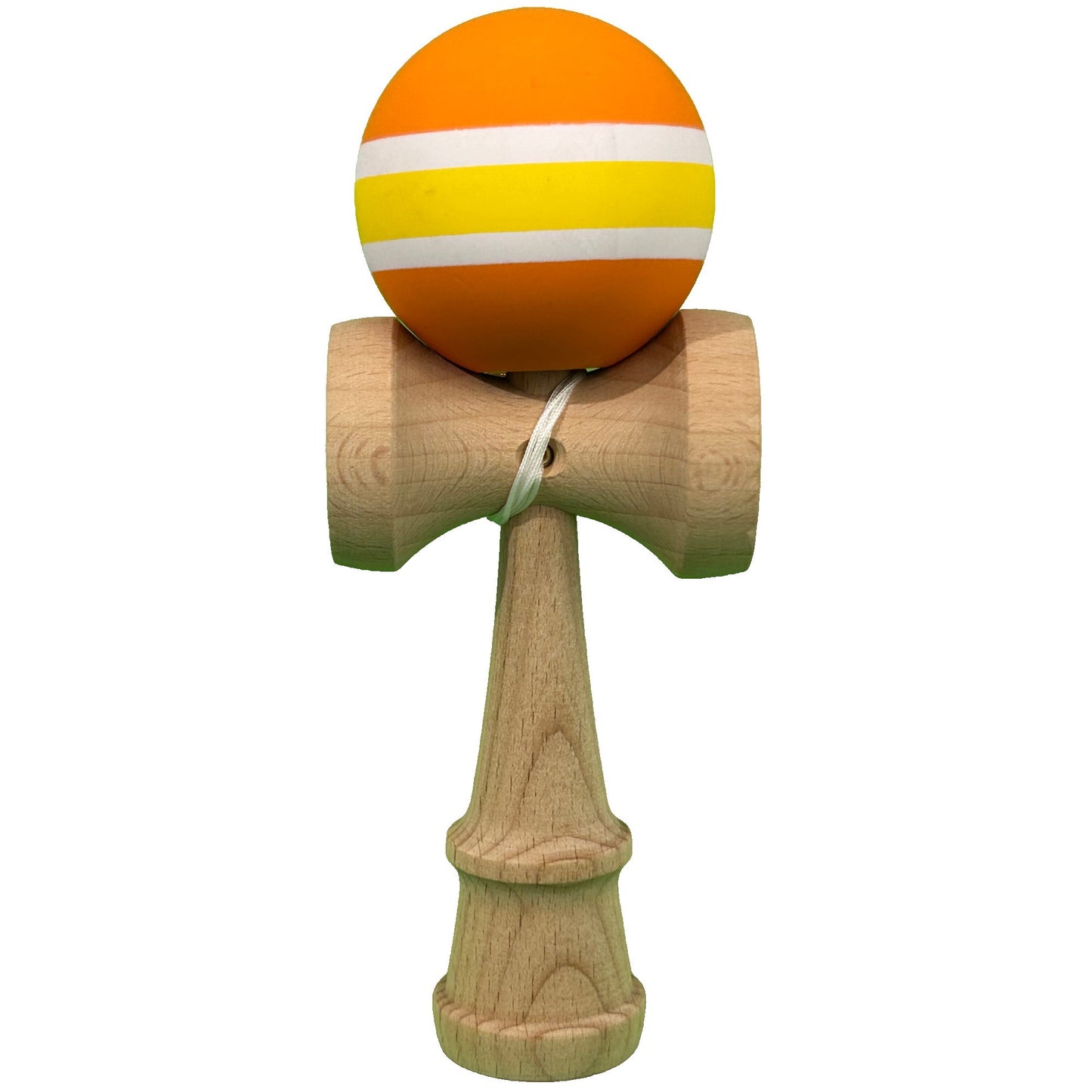 Jucarie Kendama X Originala, Profesionala, Selexmo, Super Sticky din Lemn, 18 cm, pentru Copii si Adulti, Portocaliu/Galben/Alb