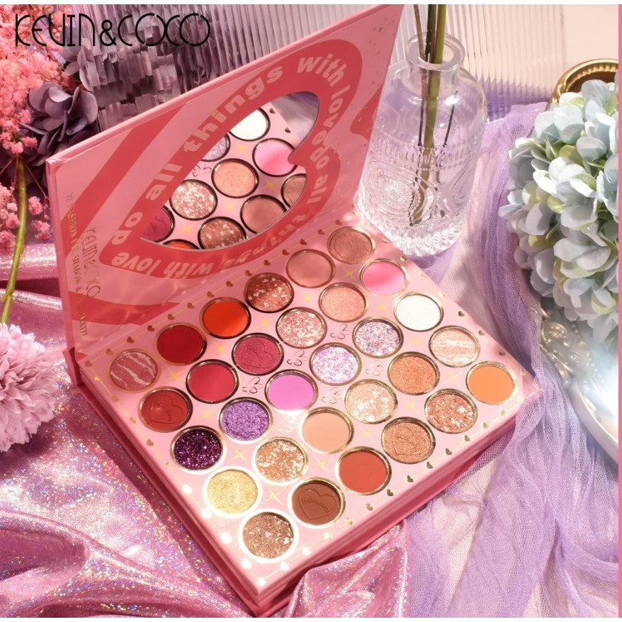 Paleta de Farduri Kevin&Coco, 72 culori, Stil Carte, 3 Straturi, Pudra Compacta, Clasic, Fara Sulfati, 14 x 14 cm, 90 g, multicolor