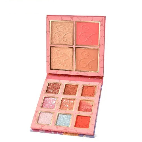 Paleta Farduri Flippy, Kevin&Coco Varianta 2, 13 culori, Iluminator si Blush Inclus, Patrata, 120 g, 10.9 x 10.9 x 1.7 cm, Valabilitate 3 Ani, Multicolor